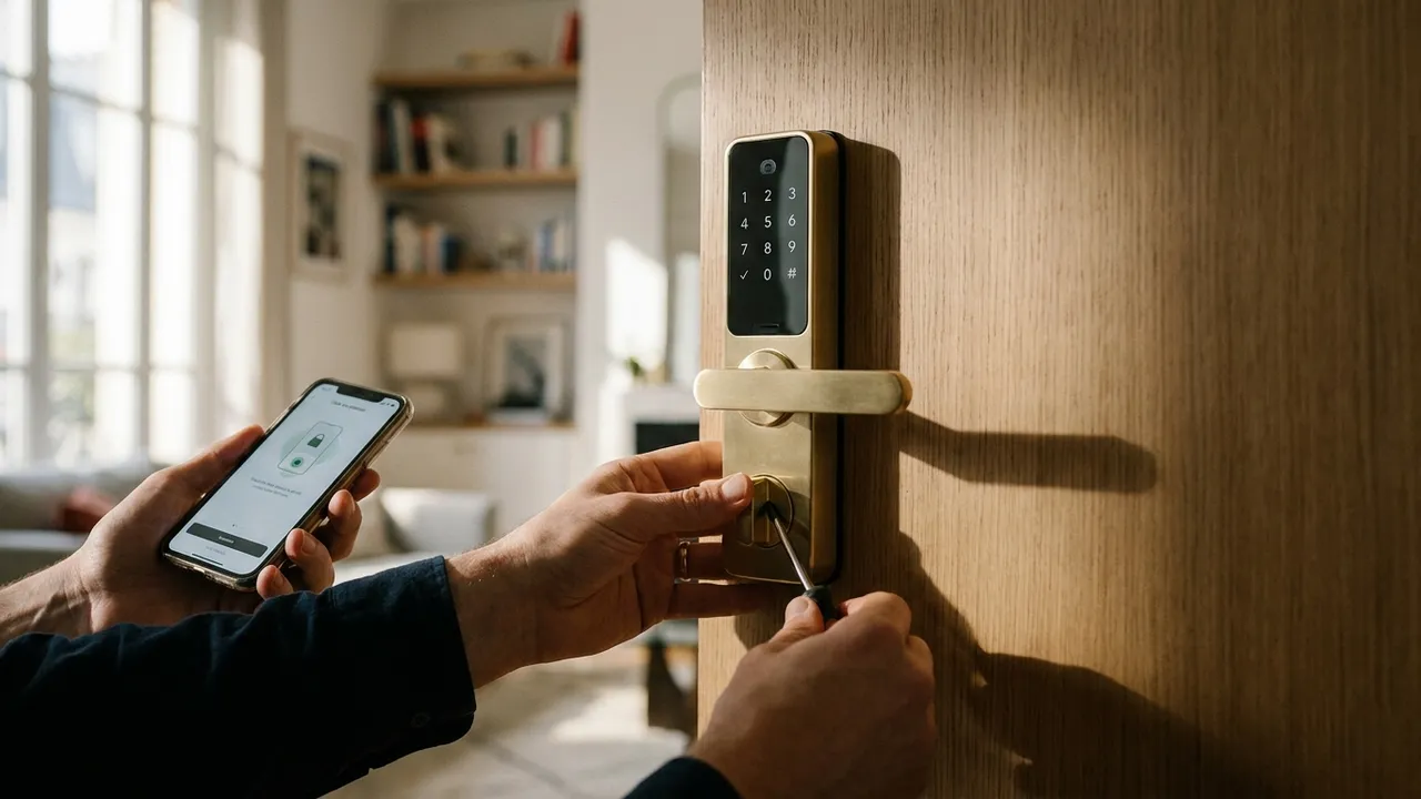 Installation d'une serrure connectée sur une porte d'appartement à Villemomble